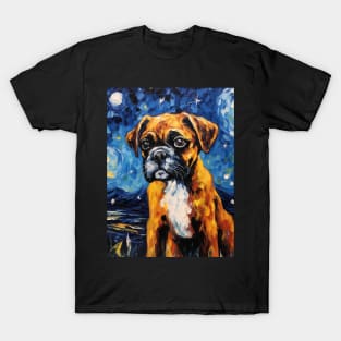 Boxer Puppy Painted by VIncent Van Gogh T-Shirt